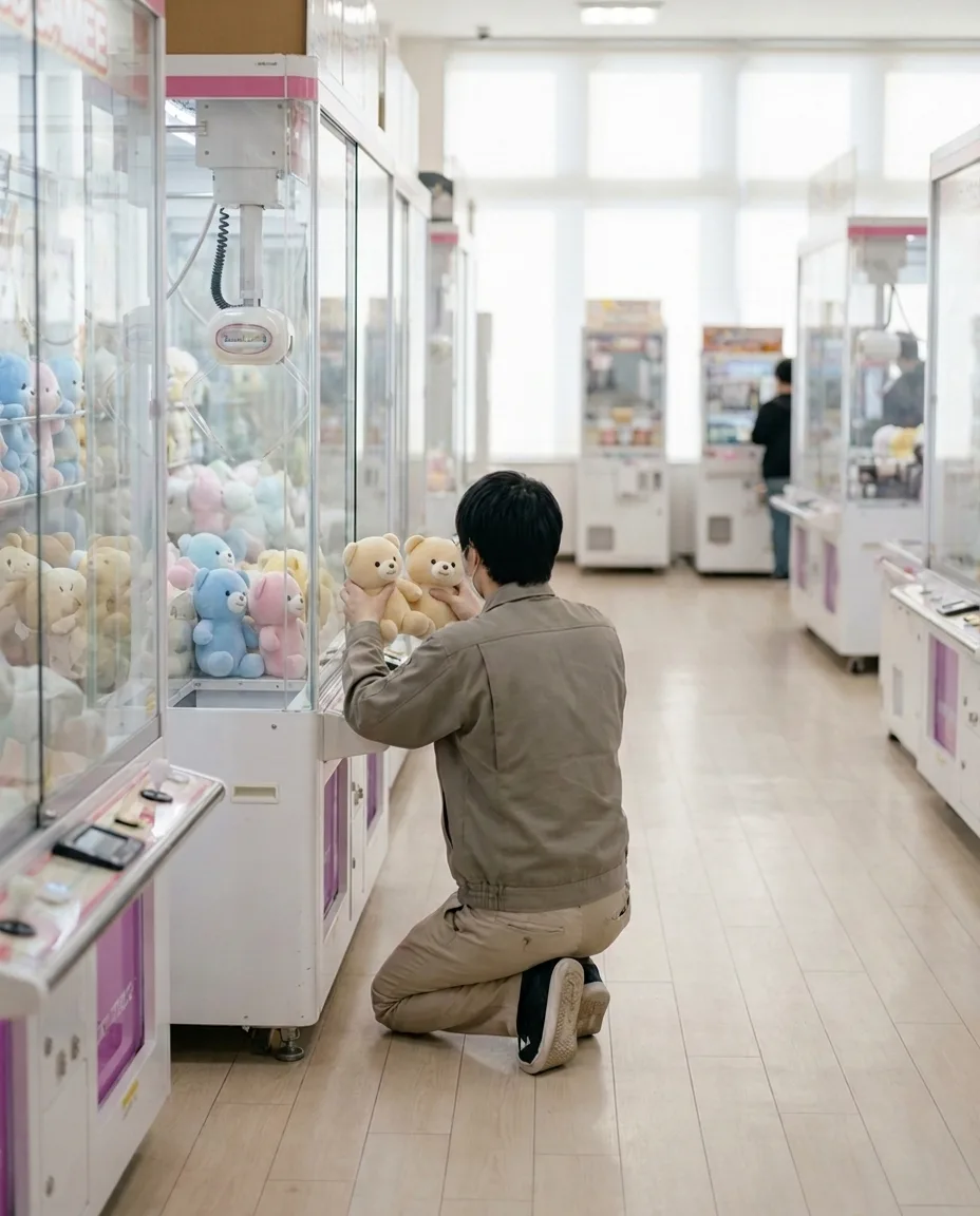 クレーンゲーム機に景品を補充するスタッフのイメージ（イメージ画像）