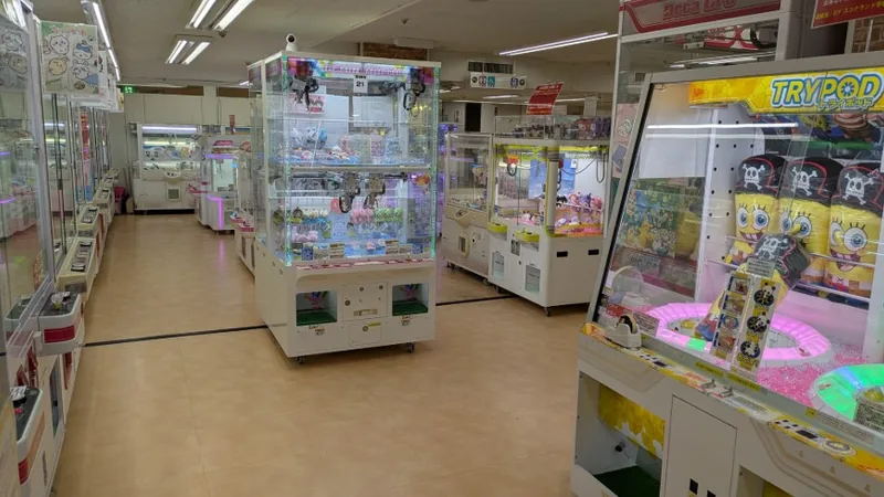 クレーンゲーム機が並ぶコーナー